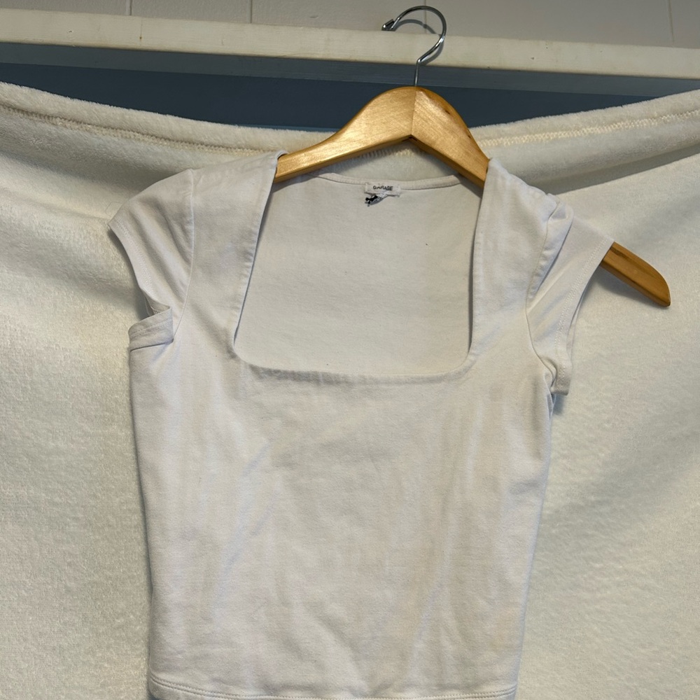 Garage White Square Neck Women's Top